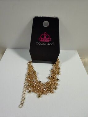 🩷5/$10🩷 Paparazzi Gold Crystal Multi-Strand Charm Bracelet